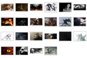 Montage de dragons réalisé avec "montage" de la suite imagemagick